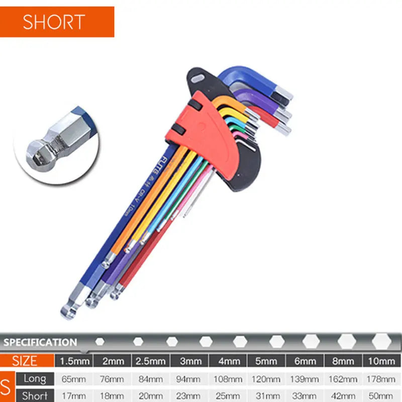 9-Piece Hex Key Set for Various Applications