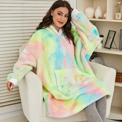 Soft Fleece and Wool Hooded Blanket for Home Comfort and Warmth