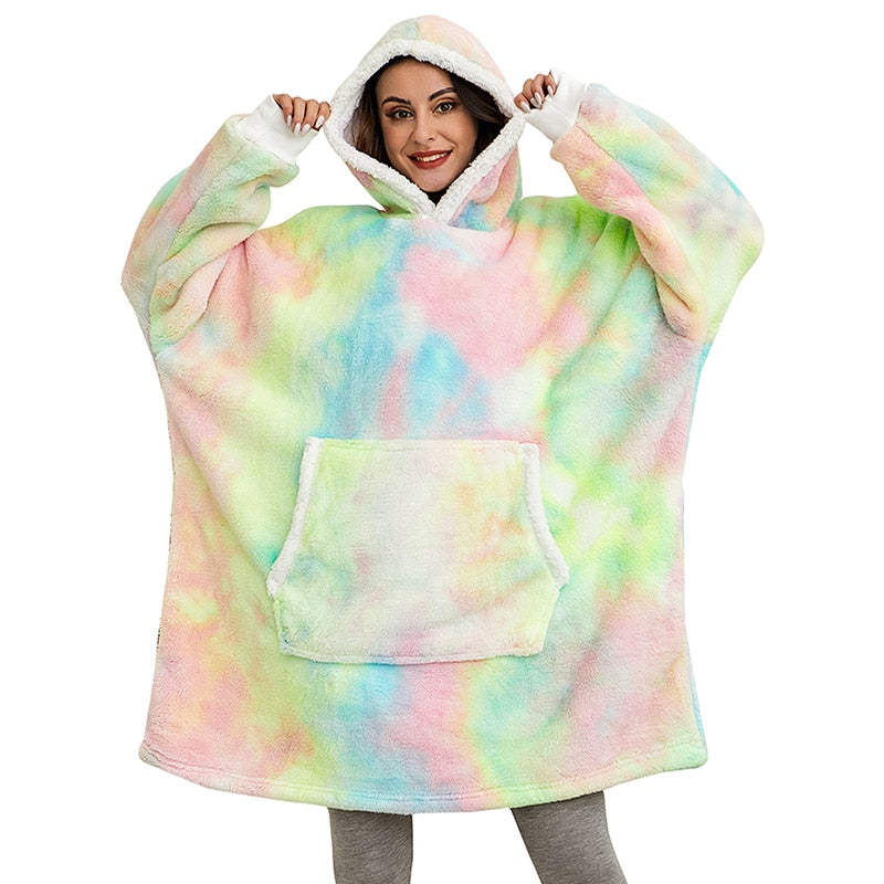 Soft Fleece and Wool Hooded Blanket for Home Comfort and Warmth