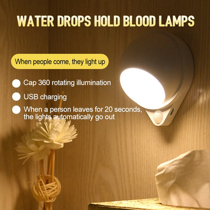 Magnetic Night Light with 360-Degree Rotating Water Drop Design