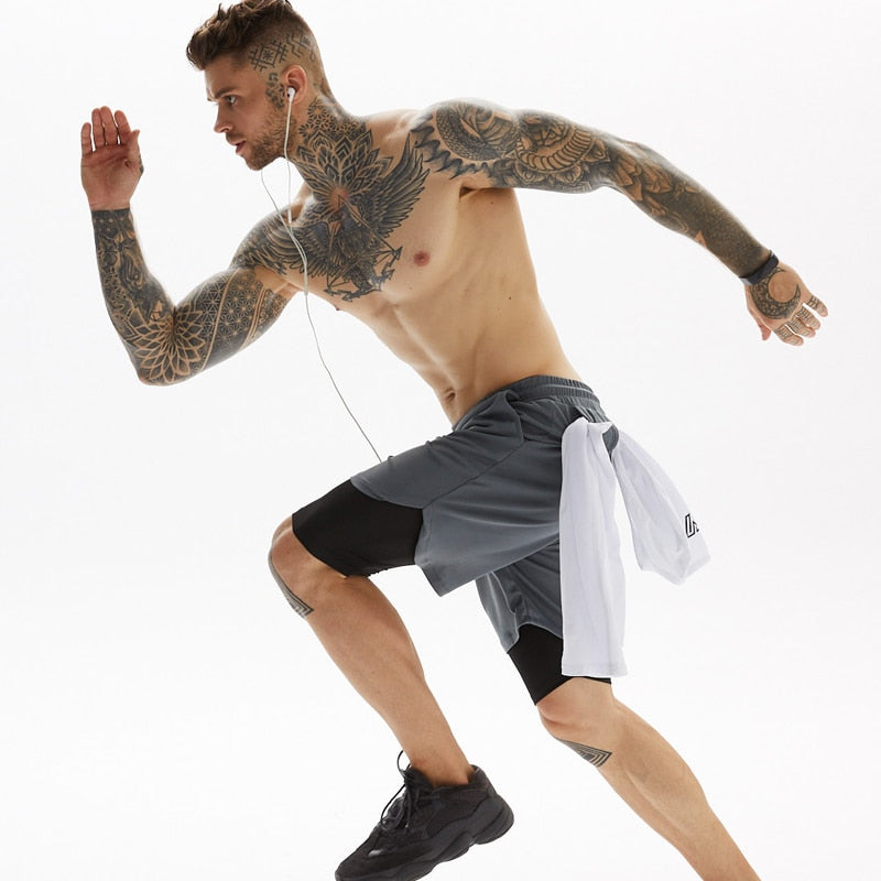 Dual-Function Quick-Dry Athletic Shorts