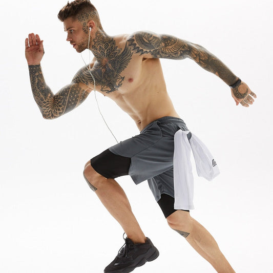 Dual-Function Quick-Dry Athletic Shorts