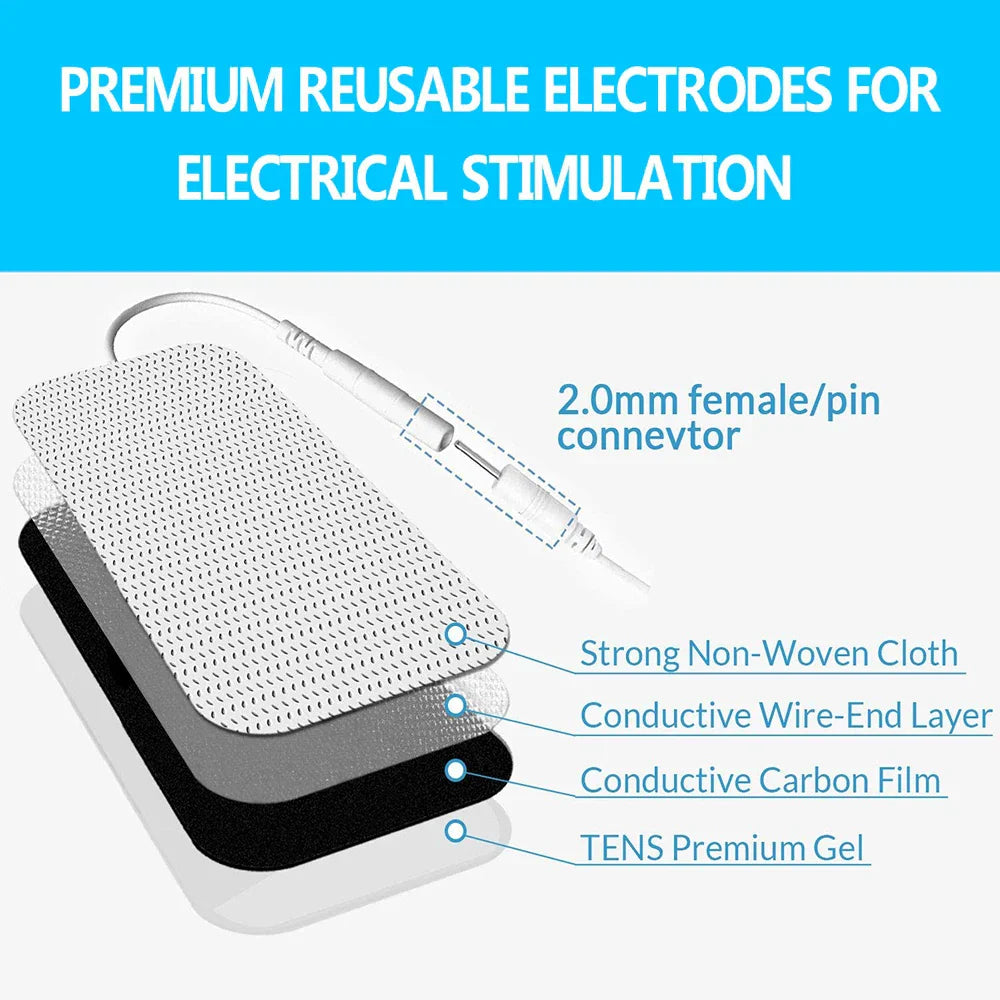 Therapeutic TENS Gel Electrode Pads - Muscle Stimulator Massage Patches for Physiotherapy Relief