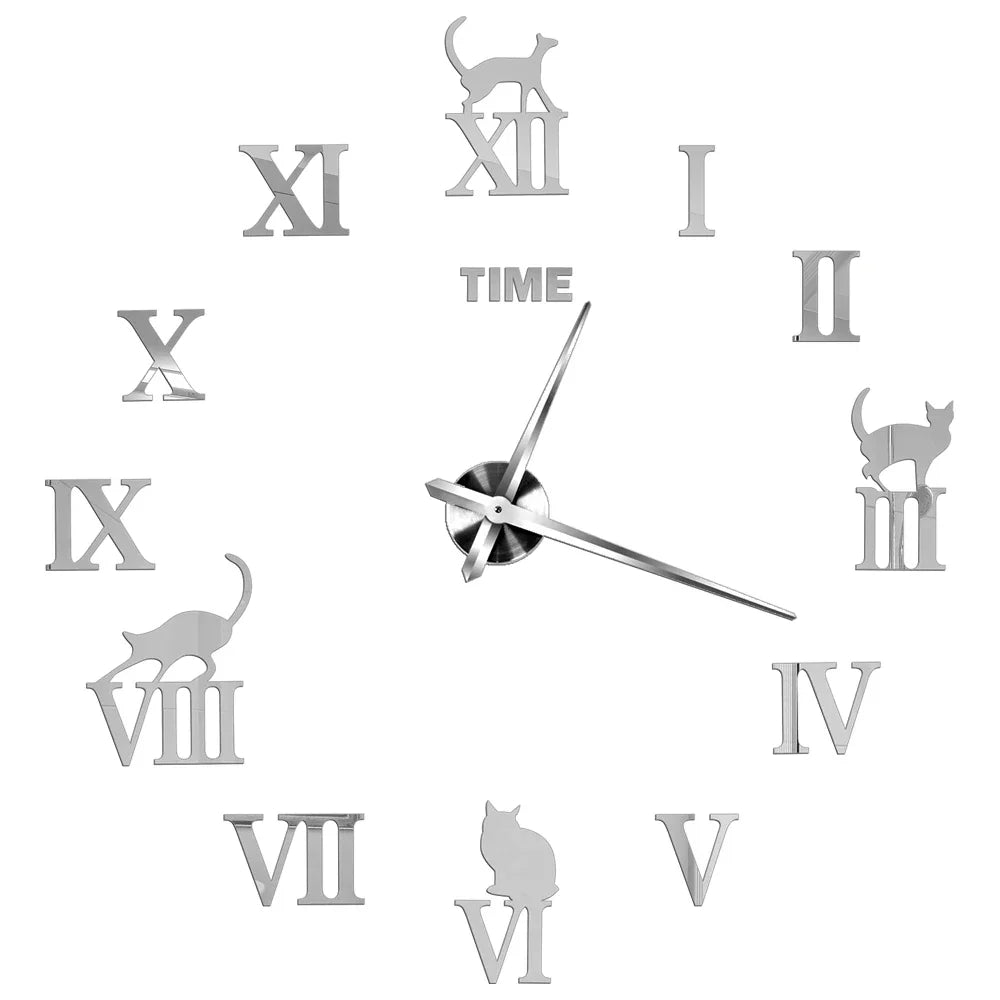DIY 3D Mirrored Acrylic Wall Clock - Self-Adhesive Home Decor for Kitchen and Living Room