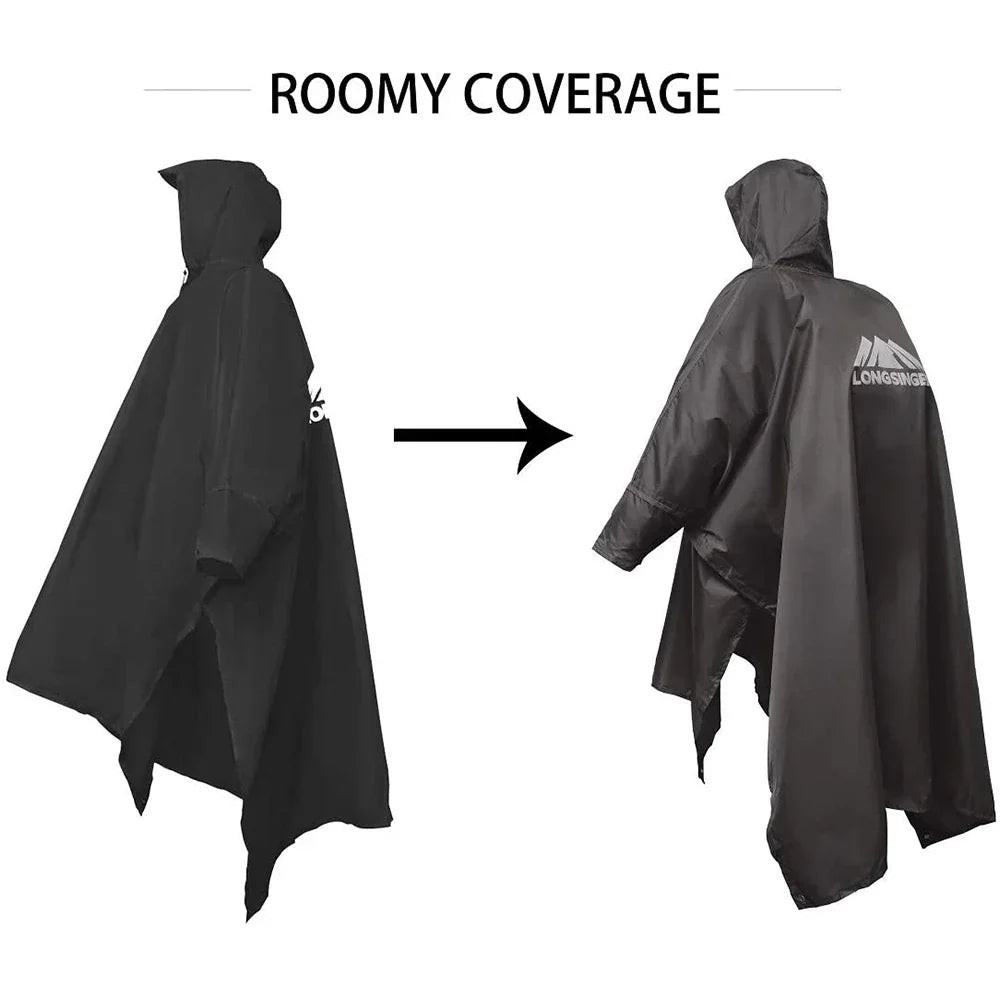 Adjustable 3-in-1 Waterproof Raincoat - Lightweight, Reusable for Men and Women, Perfect for Hiking, Hunting, and Climbing