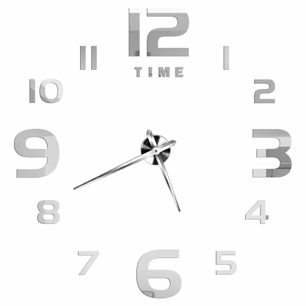 DIY 3D Mirrored Acrylic Wall Clock - Self-Adhesive Home Decor for Kitchen and Living Room