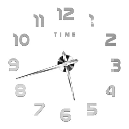 DIY 3D Mirrored Acrylic Wall Clock - Self-Adhesive Home Decor for Kitchen and Living Room