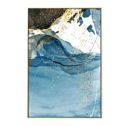Elegant Blue and Yellow Marble Canvas Artwork for Modern Spaces