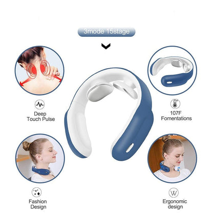 RelaxWave Portable Neck Massager with Heat Therapy