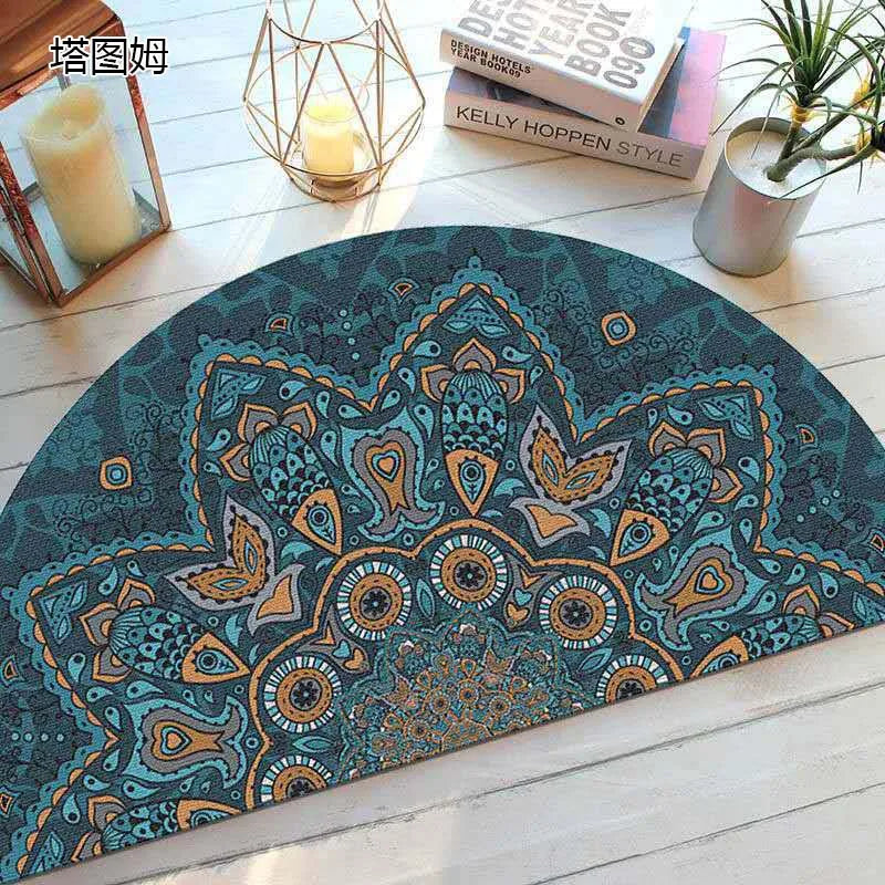 Non-Slip Semicircular Doormat in Bohemian Style