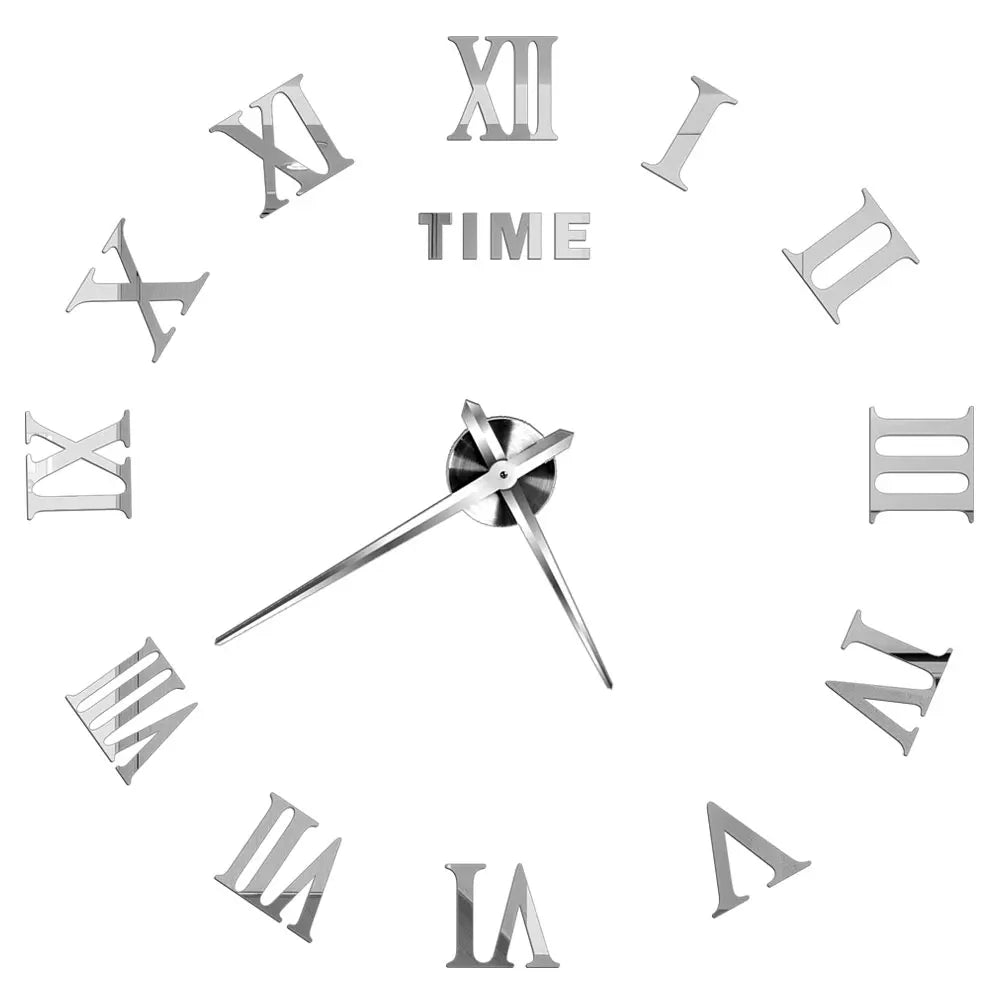 DIY 3D Mirrored Acrylic Wall Clock - Self-Adhesive Home Decor for Kitchen and Living Room