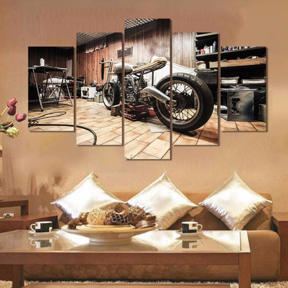 5-Piece Retro Garage Canvas Art Set for Home Decor