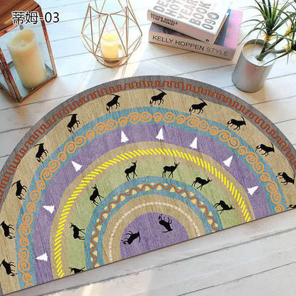 Non-Slip Semicircular Doormat in Bohemian Style