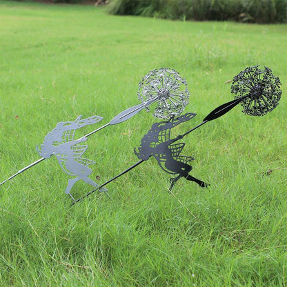 Outdoor Garden Sculpture of Fairies and Dandelions Dancing Together