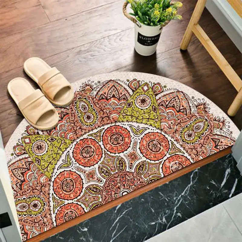 Non-Slip Semicircular Doormat in Bohemian Style