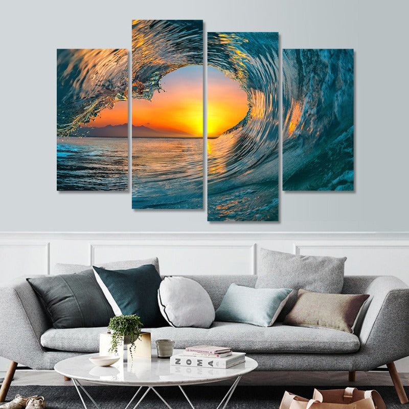 Vibrant 5-Piece Canvas Set: Ocean Sunset Delight