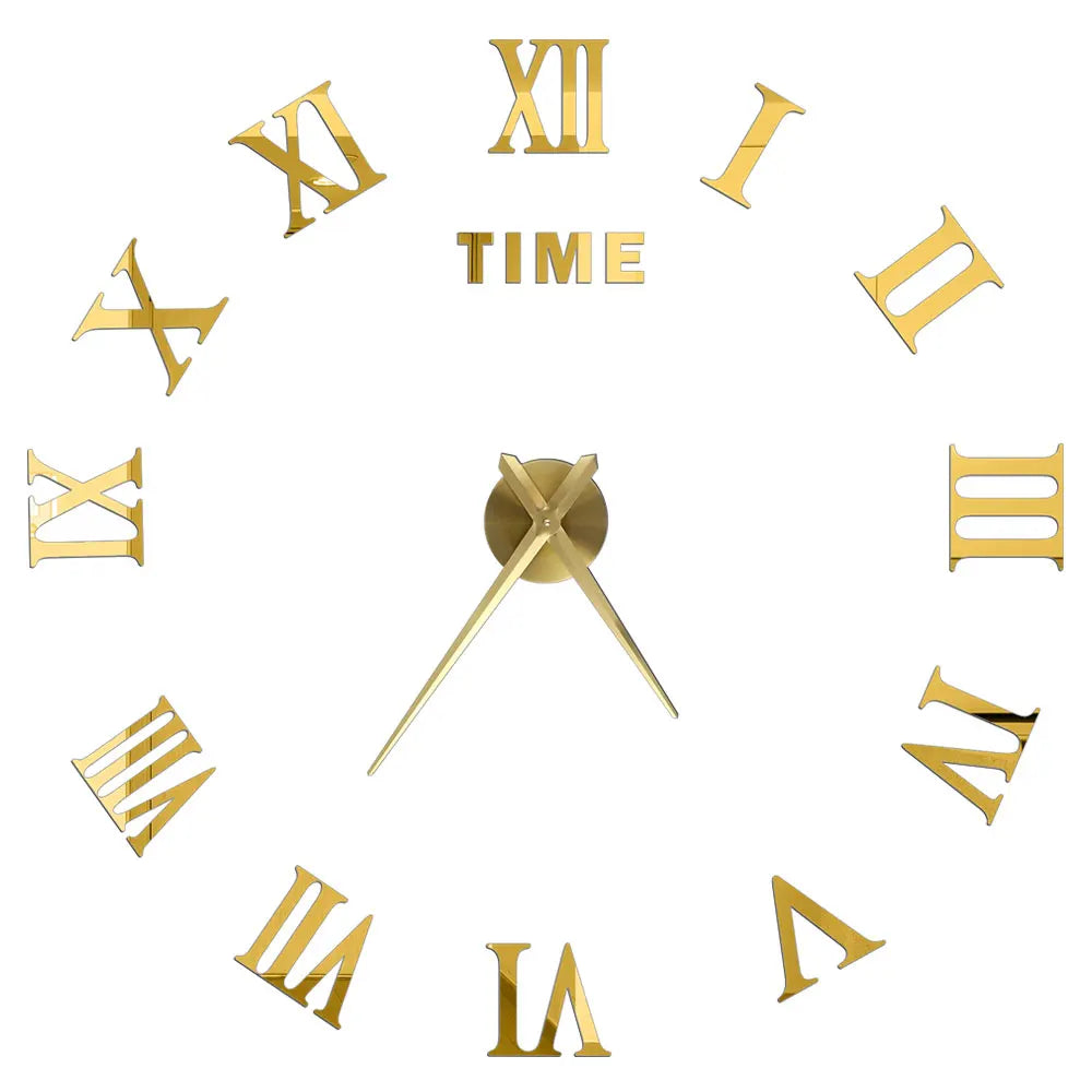 DIY 3D Mirrored Acrylic Wall Clock - Self-Adhesive Home Decor for Kitchen and Living Room