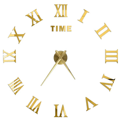 DIY 3D Mirrored Acrylic Wall Clock - Self-Adhesive Home Decor for Kitchen and Living Room