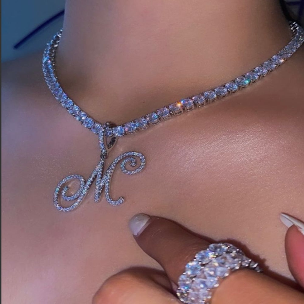 Elegant Initial Pendant Necklace in Silver
