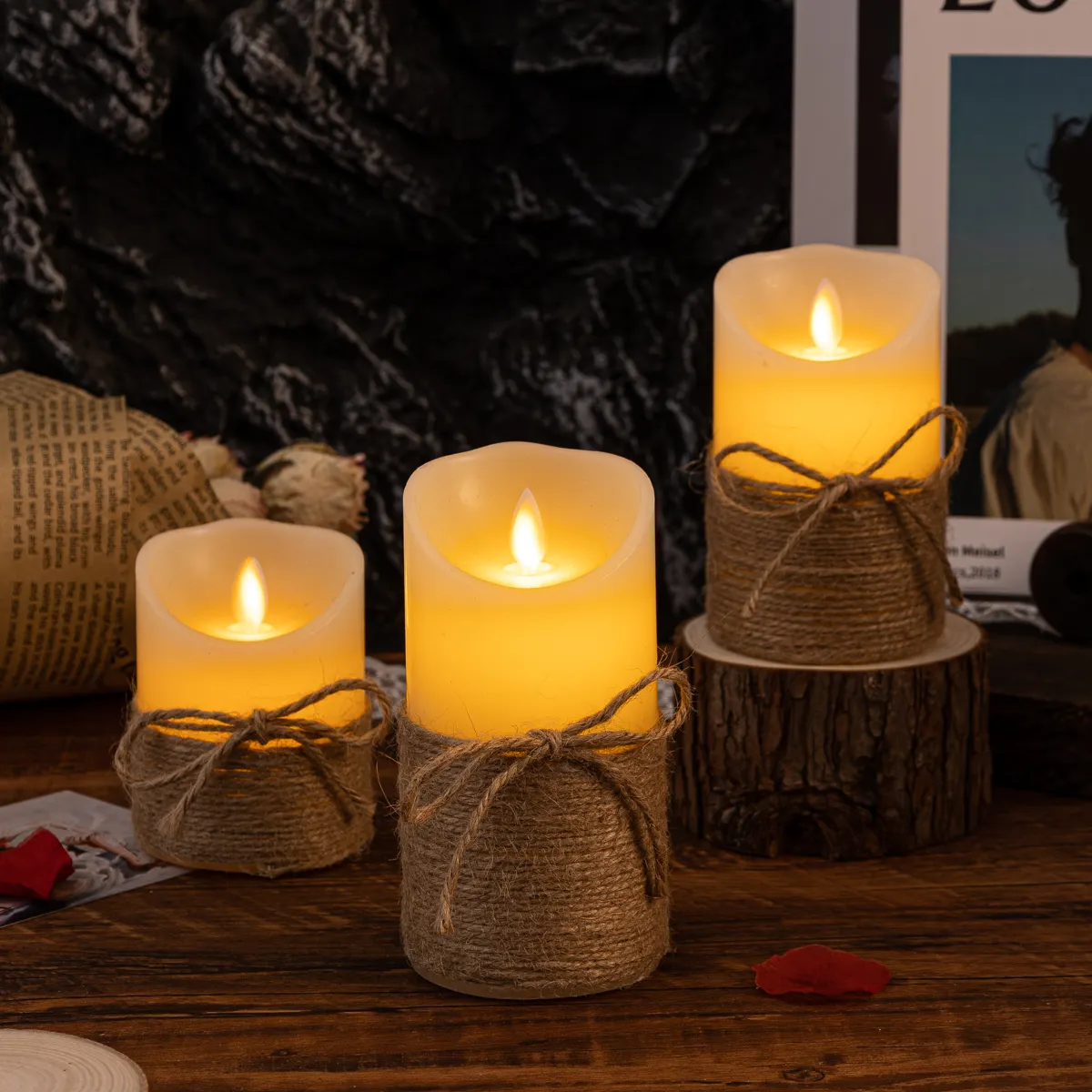 Flickering LED Pillar Candles - Flameless for a Cozy Home Atmosphere