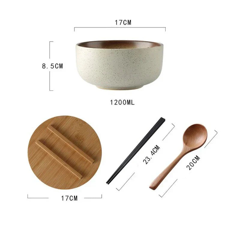 4-Piece Soup Bowl Set in Red Ceramic for Dining