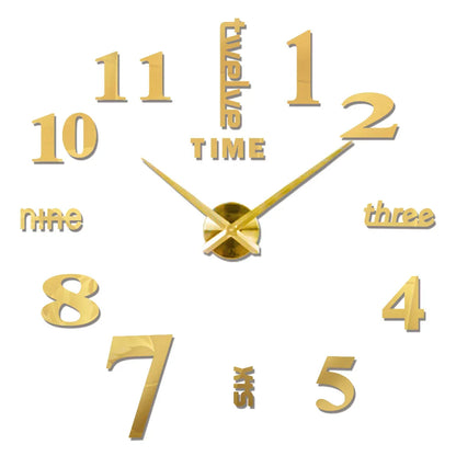 DIY 3D Mirrored Acrylic Wall Clock - Self-Adhesive Home Decor for Kitchen and Living Room