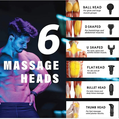 Massage Gun for Deep Tissue Relief | 30 Speed Settings, 6 Attachments, Silent Operation