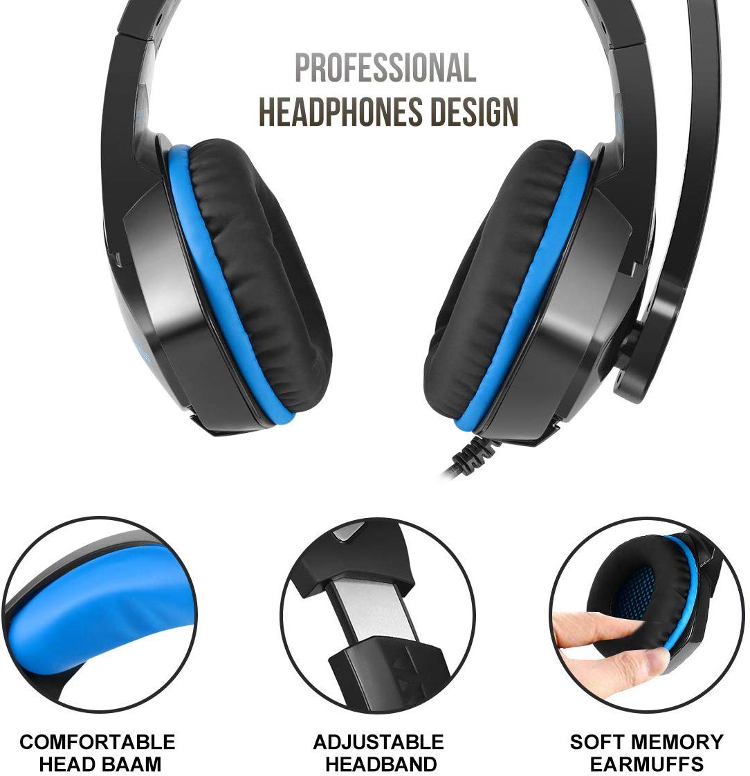 Versatile Gaming Headset with LED Lights and Volume Control