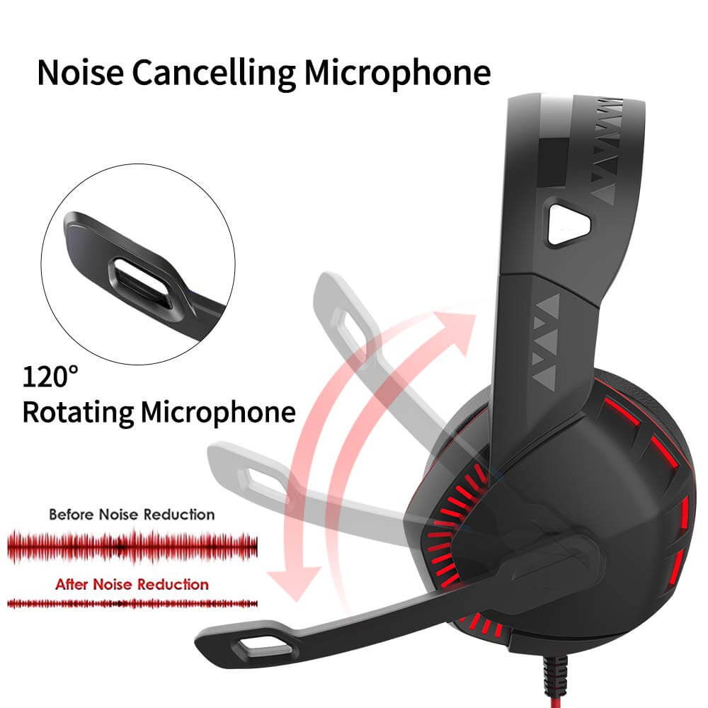 Versatile Gaming Headset with LED Lights and Volume Control