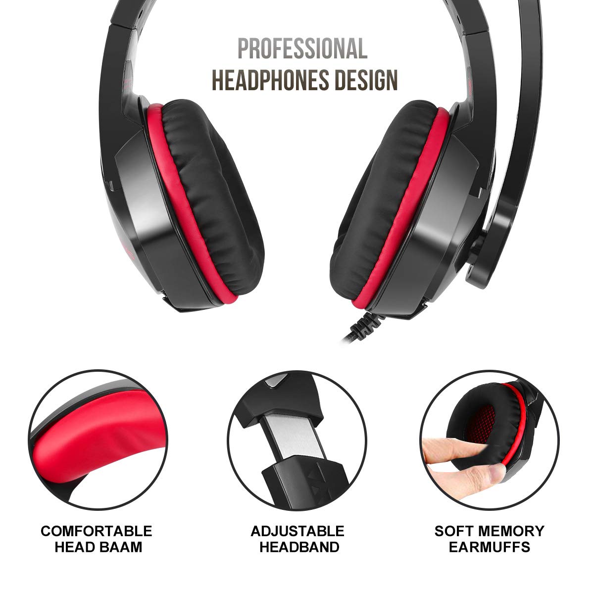 Versatile Gaming Headset with LED Lights and Volume Control