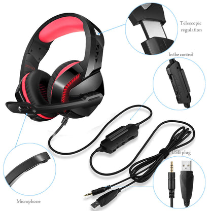 Versatile Gaming Headset with LED Lights and Volume Control