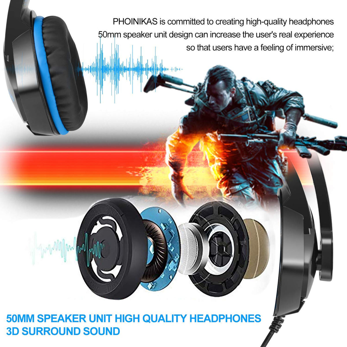 Versatile Gaming Headset with LED Lights and Volume Control