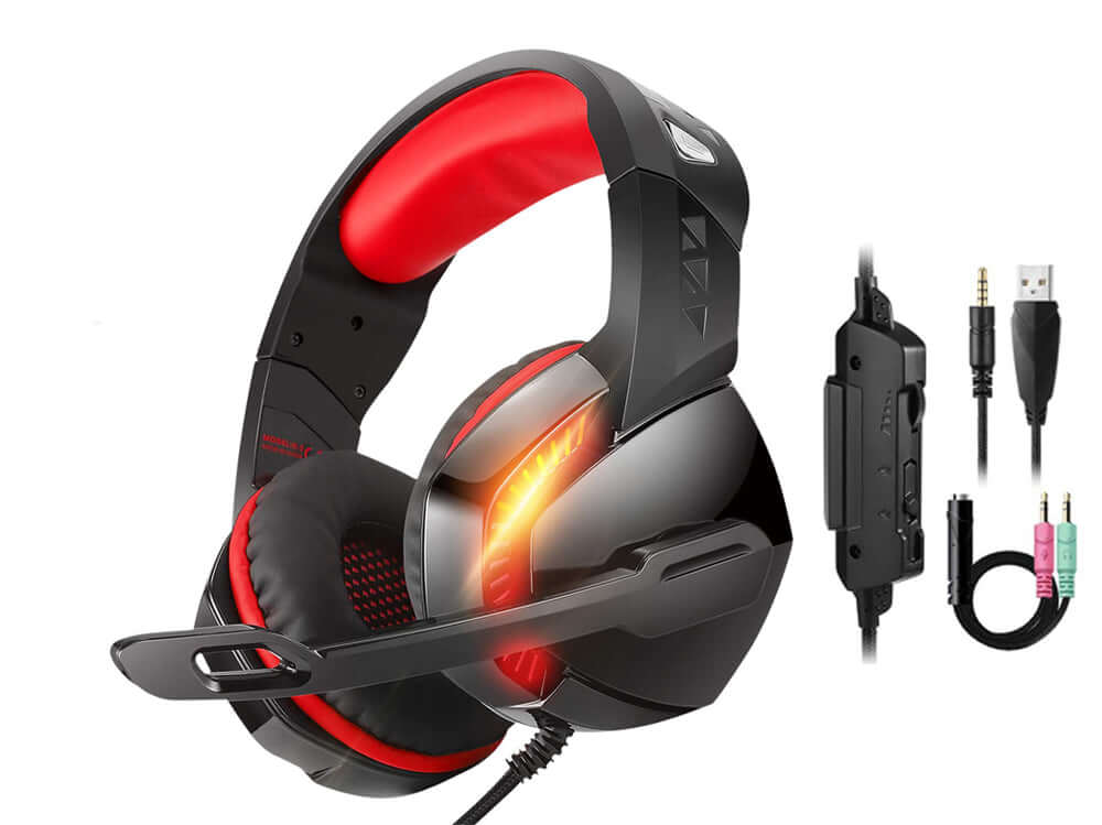 Versatile Gaming Headset with LED Lights and Volume Control