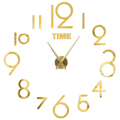 DIY 3D Mirrored Acrylic Wall Clock - Self-Adhesive Home Decor for Kitchen and Living Room