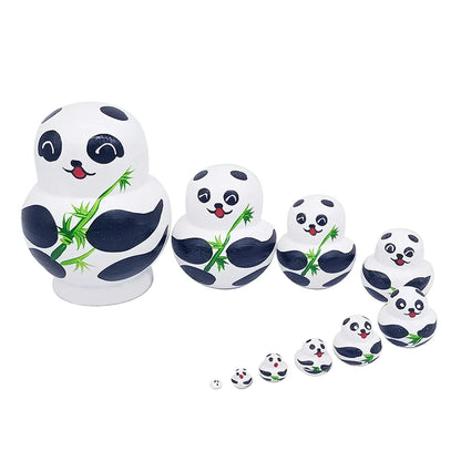 Set of 10 Wooden Russian Nesting Dolls - Matryoshka Dolls