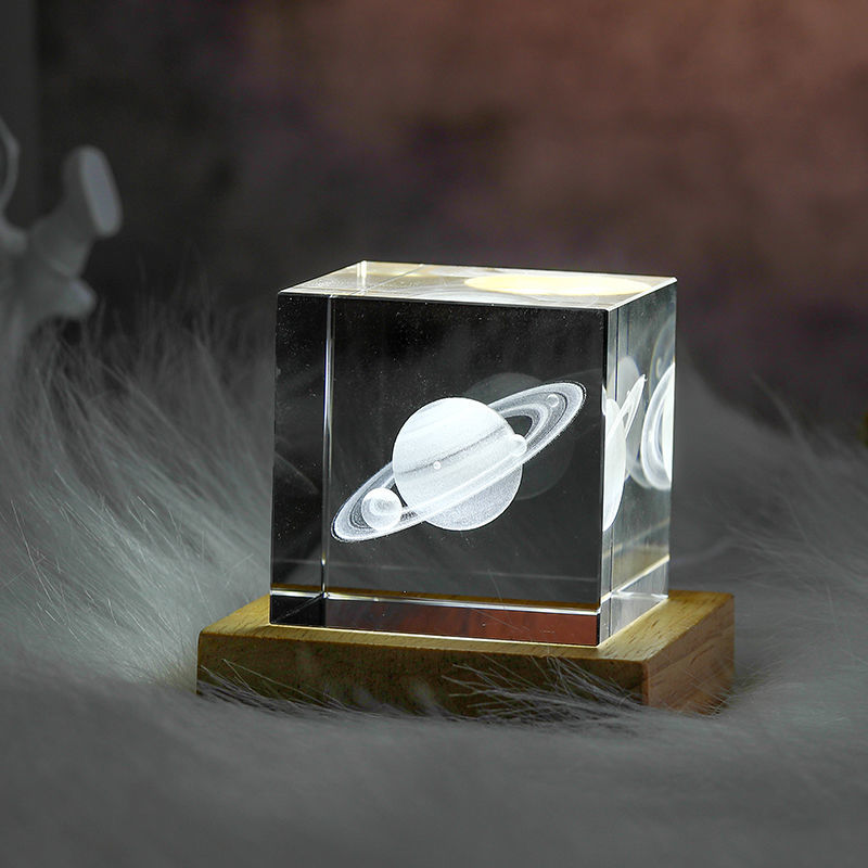 Moon Nightlight in 3D Crystal Cube Design