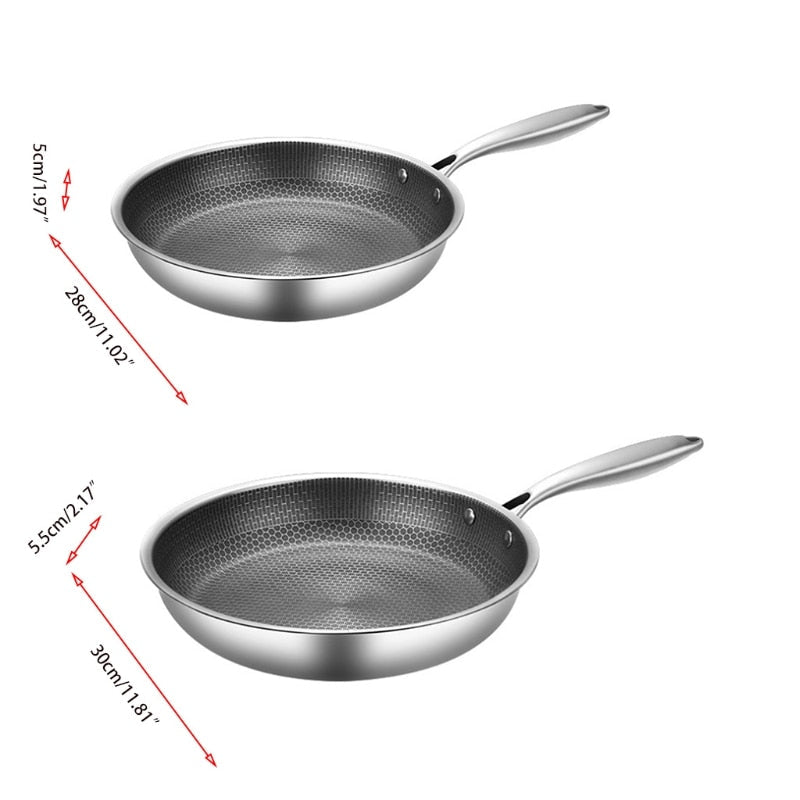 Stainless Steel Non-Stick Frying Pan with Honeycomb Design and Ergonomic Handle