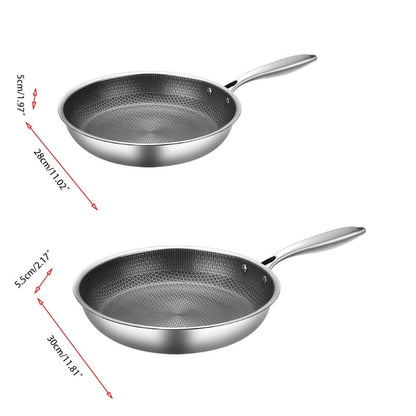 Stainless Steel Non-Stick Frying Pan with Honeycomb Design and Ergonomic Handle