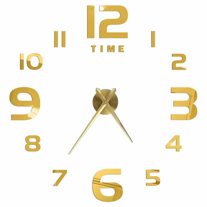 DIY 3D Mirrored Acrylic Wall Clock - Self-Adhesive Home Decor for Kitchen and Living Room