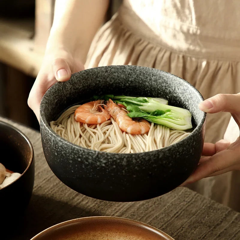 4-Piece Soup Bowl Set in Red Ceramic for Dining
