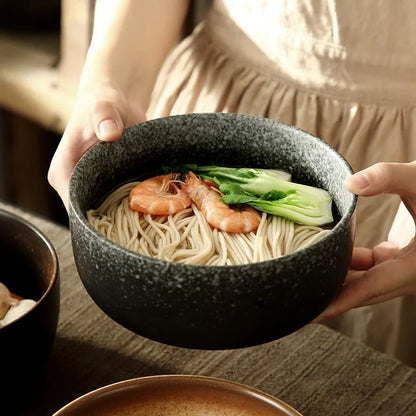 4-Piece Soup Bowl Set in Red Ceramic for Dining