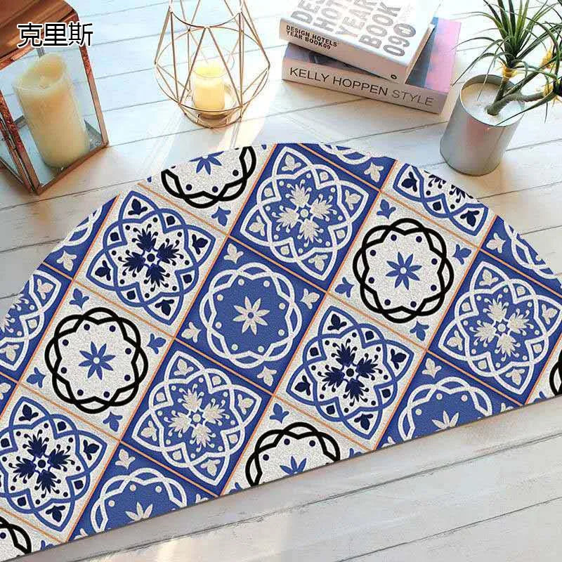 Non-Slip Semicircular Doormat in Bohemian Style
