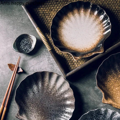 Tableware with Shell Pattern - Coastal Ceramic Dinner Plate