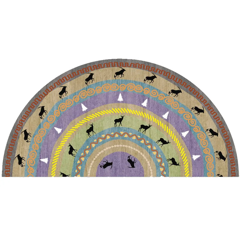 Non-Slip Semicircular Doormat in Bohemian Style