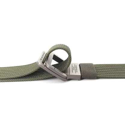 Unisex Adjustable Canvas Belt with Double Metal Ring Buckle