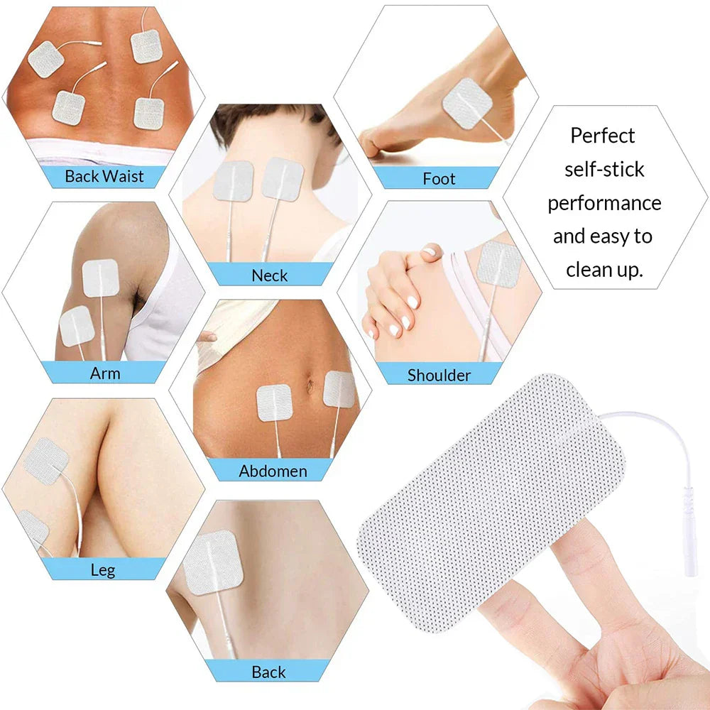 Therapeutic TENS Gel Electrode Pads - Muscle Stimulator Massage Patches for Physiotherapy Relief