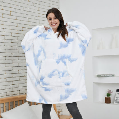 Soft Fleece and Wool Hooded Blanket for Home Comfort and Warmth