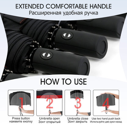 Windproof Automatic Umbrella with Reversed Closing – StormShield Design