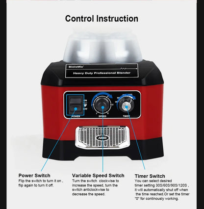 2200W Countertop Blender with 2L Jar, 6-Blade System, Timer, Silent Operation