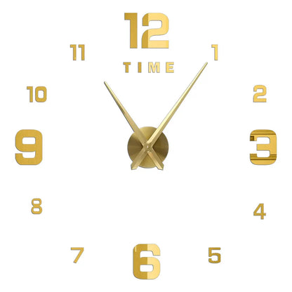 DIY 3D Mirrored Acrylic Wall Clock - Self-Adhesive Home Decor for Kitchen and Living Room